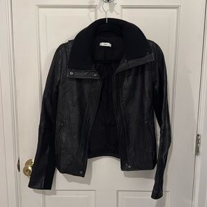 VINCE D'Agneau Size Small Black Leather Jacket